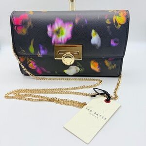 NWT Ted Baker Black London Parisa Black Floral Crossbody Bag